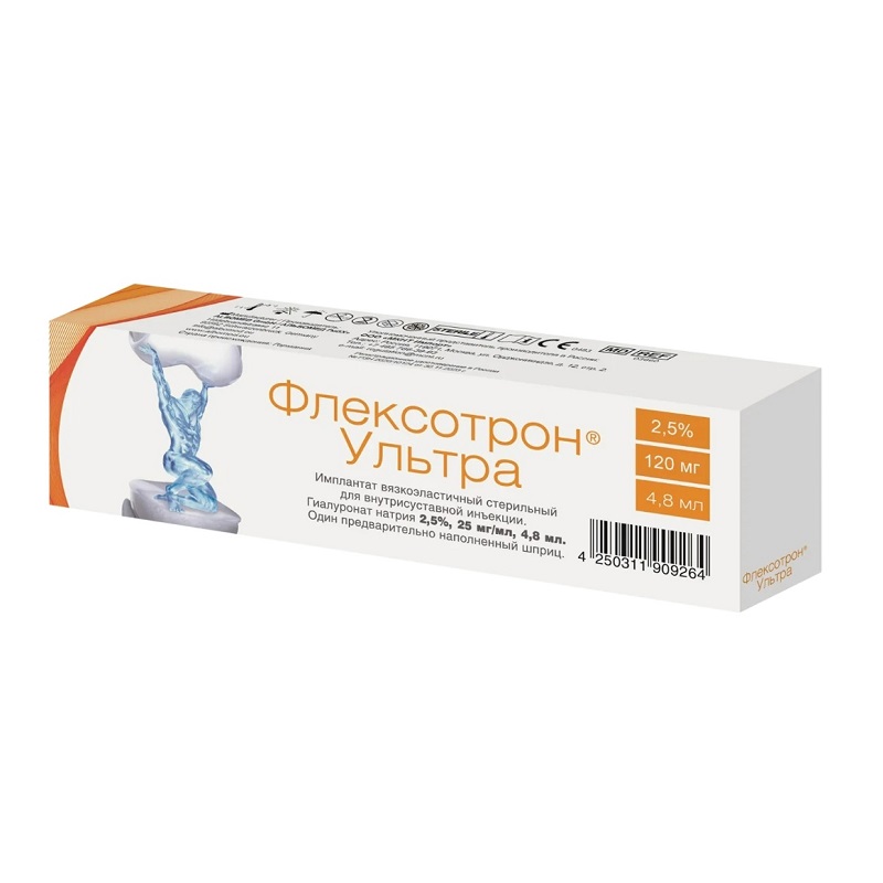 Флексотрон Ультра средство для внутрисуставного введения шприц 2,5%, 25мг/мл, 4,8мл шприц 1шт