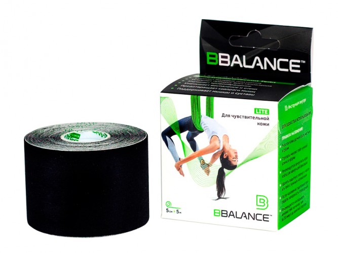 Кинезио тейп Bio Balance Tape Lite 5см х 5м черный.