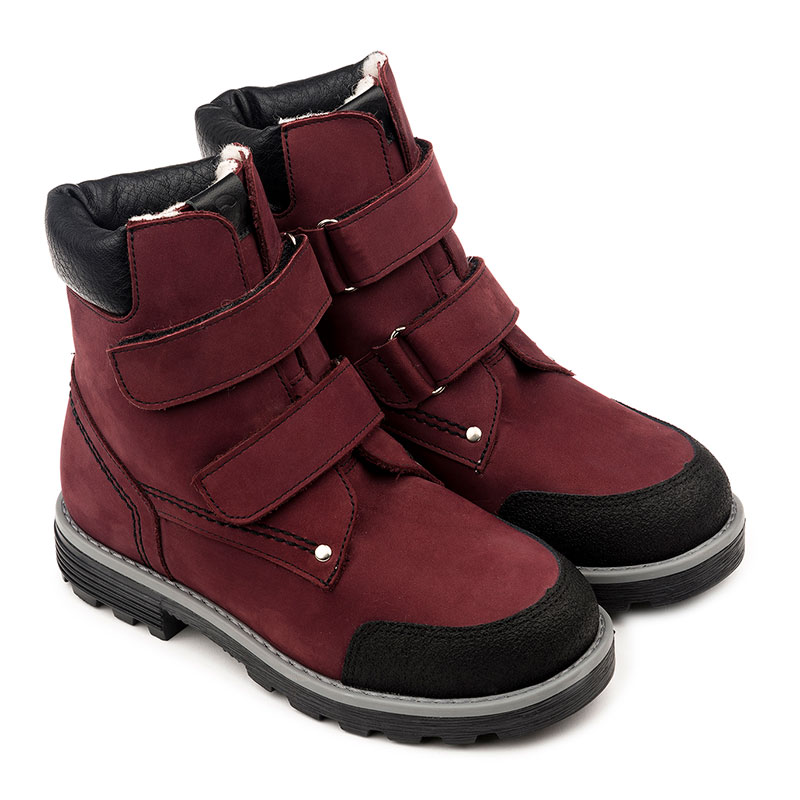 Ботинки Тапибу зимние с шерстью для девочек FT-23013.18-WL06O.01 бордовые