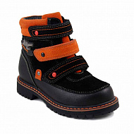 Ботинки ортопедические Сурсил-Орто зимние с натуральным мехом для мальчиков A45-010 черный/оранжевый.